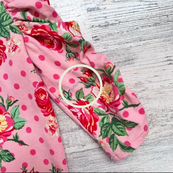 Matilda Jane Girls Top Size 6 Think Floral Pink Polka Dot 3/4 Sleeve - Picture 7 of 7